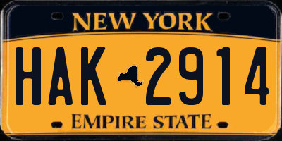 NY license plate HAK2914