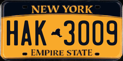 NY license plate HAK3009