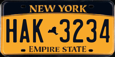 NY license plate HAK3234