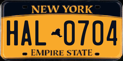 NY license plate HAL0704