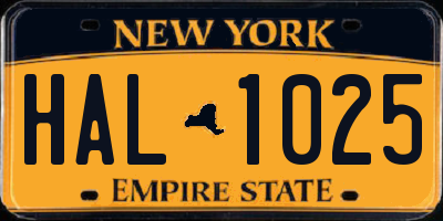 NY license plate HAL1025