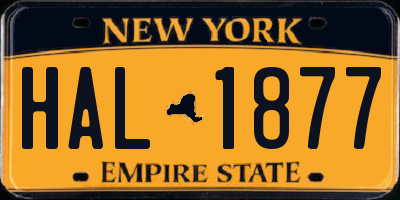 NY license plate HAL1877