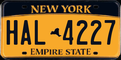 NY license plate HAL4227