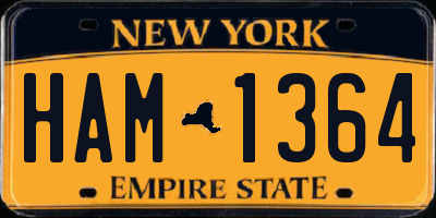 NY license plate HAM1364