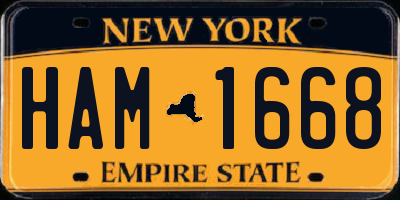 NY license plate HAM1668