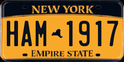 NY license plate HAM1917
