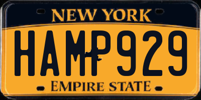 NY license plate HAMP929