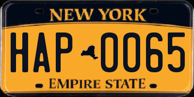NY license plate HAP0065