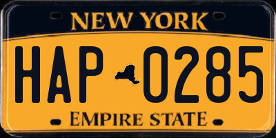 NY license plate HAP0285