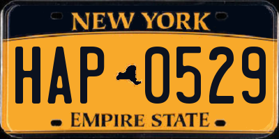 NY license plate HAP0529