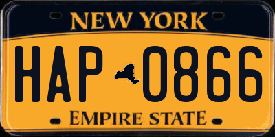 NY license plate HAP0866
