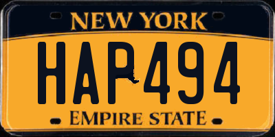 NY license plate HAP494