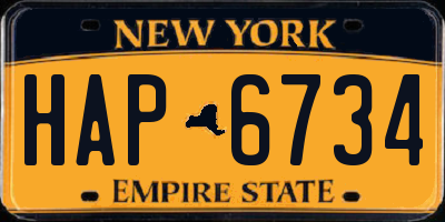 NY license plate HAP6734