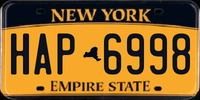 NY license plate HAP6998