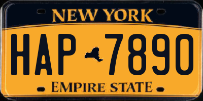 NY license plate HAP7890