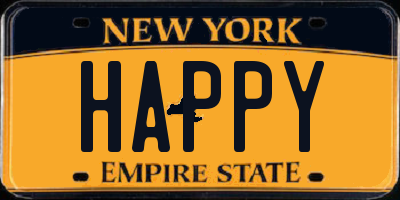 NY license plate HAPPY