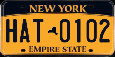 NY license plate HAT0102