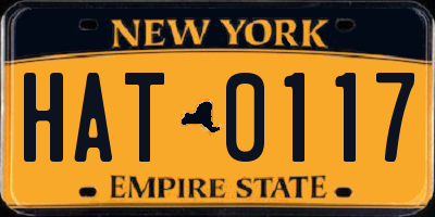 NY license plate HAT0117