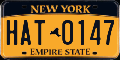 NY license plate HAT0147