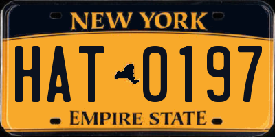 NY license plate HAT0197