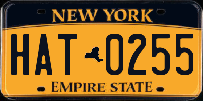 NY license plate HAT0255