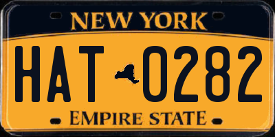 NY license plate HAT0282