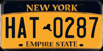 NY license plate HAT0287