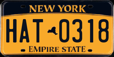 NY license plate HAT0318