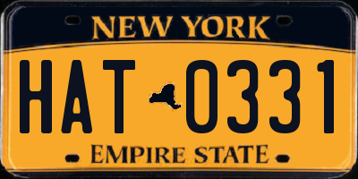 NY license plate HAT0331