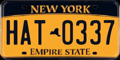 NY license plate HAT0337