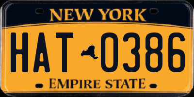 NY license plate HAT0386