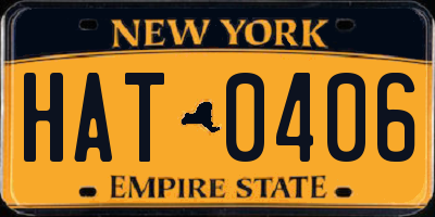 NY license plate HAT0406