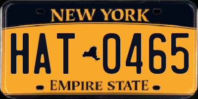 NY license plate HAT0465