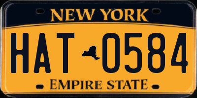 NY license plate HAT0584