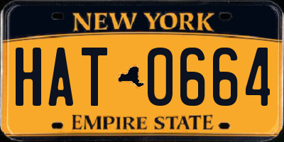 NY license plate HAT0664