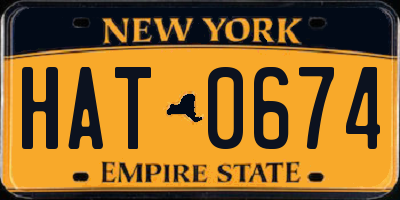 NY license plate HAT0674