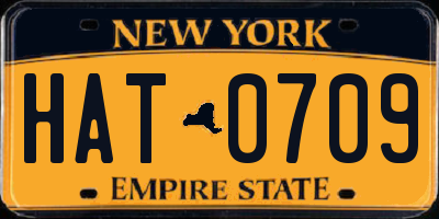 NY license plate HAT0709