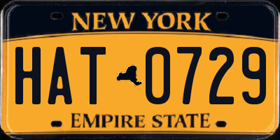 NY license plate HAT0729