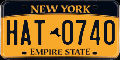 NY license plate HAT0740
