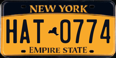 NY license plate HAT0774