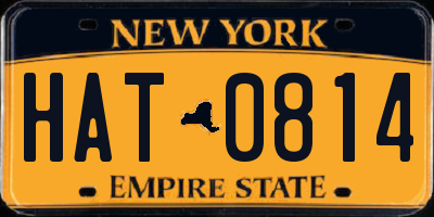 NY license plate HAT0814