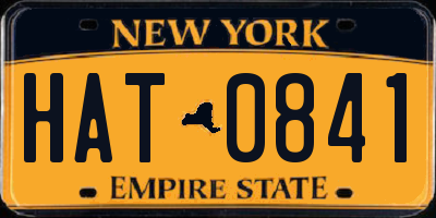 NY license plate HAT0841