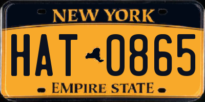 NY license plate HAT0865