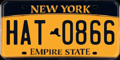 NY license plate HAT0866