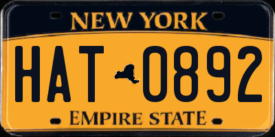 NY license plate HAT0892