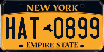 NY license plate HAT0899