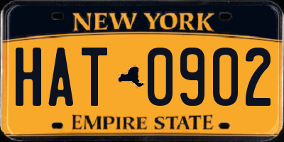 NY license plate HAT0902