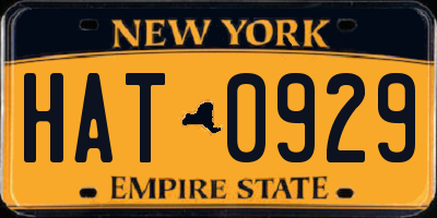 NY license plate HAT0929