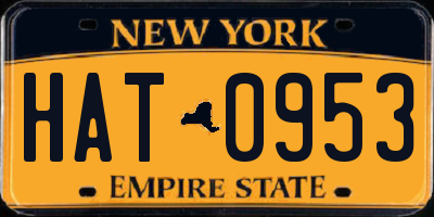 NY license plate HAT0953