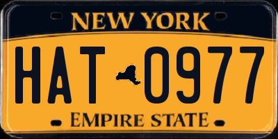 NY license plate HAT0977